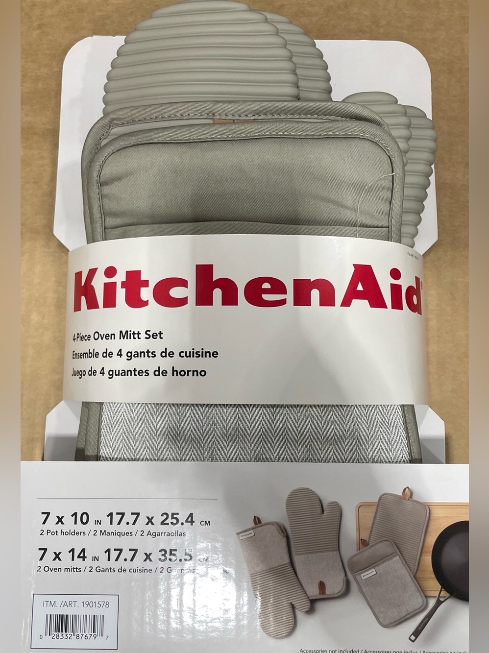 KitchenAid Gray 4-Piece Oven Mitt and Pot Holder Set